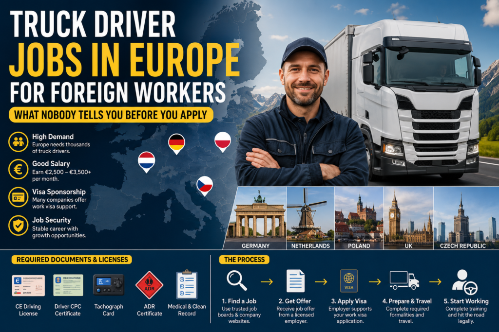 Truck Driver Jobs in Europe for Foreign Workers: